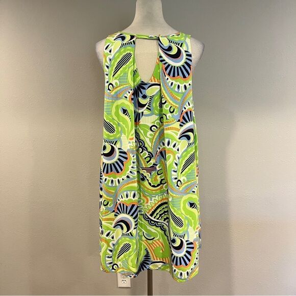Vibrant Sleeveless A-line Dress with Abstract Pattern - Picture 5 of 11